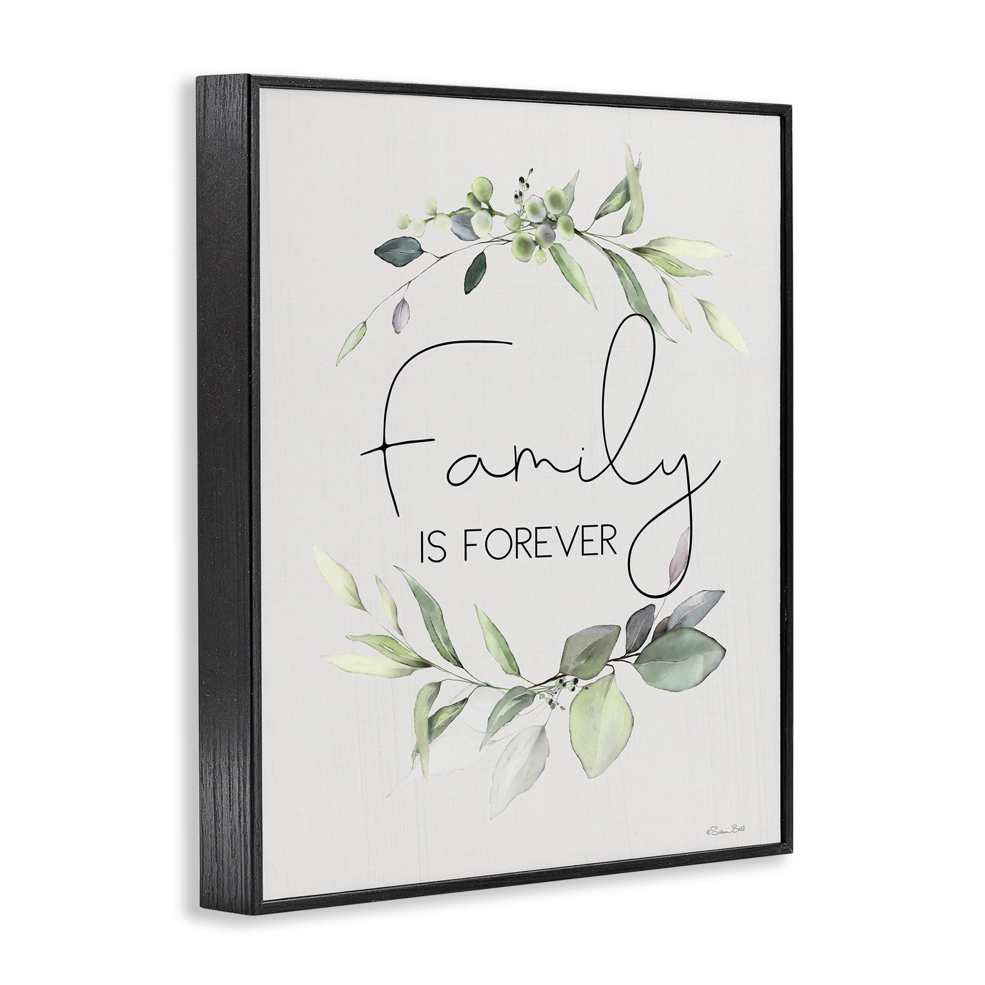 Stupell Industries Family Is Forever Botanical & Floral Painting Black Framed Art Print Wall Art, 24 x 30