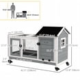 thumbnail image 3 of PawHut Rabbit Hutch with Wheels, Ramp, Run, Tray, Grey, 3 of 10