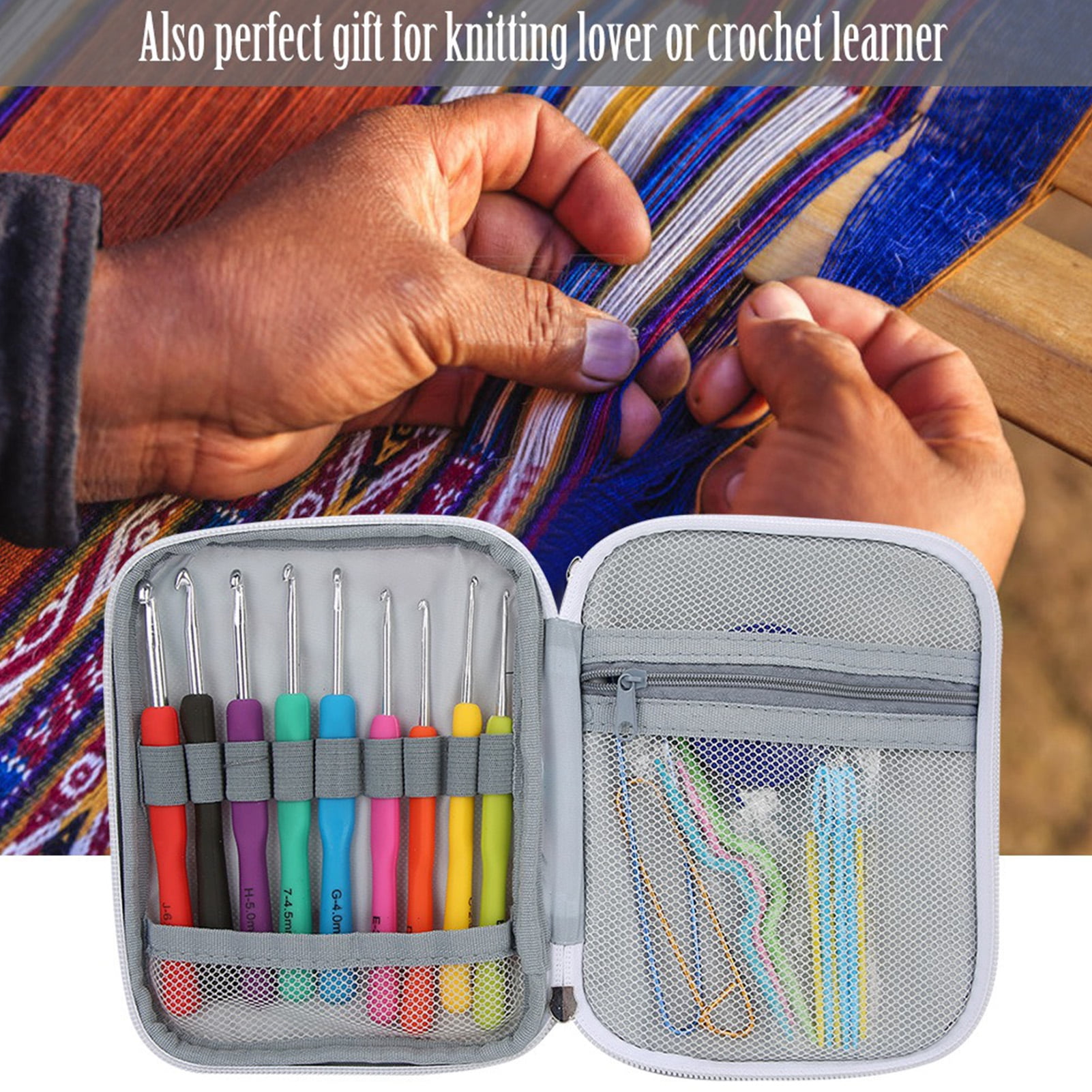 NestledNature Crochet Hooks Set, Ergonomic Soft Grip Handles Knitting Kits, 72Pcs Crochet Hooks Knitting Tools Set Storage Case Accessory For Crochet Beginners