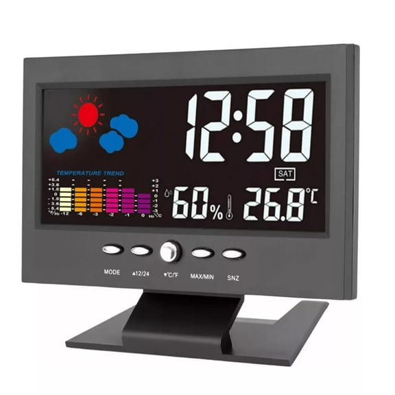 Weather Station Wireless Indoor Thermometer Temperature Desk Digital Alarm Clock Weather Thermometer LED Temperature Humidity Monitor