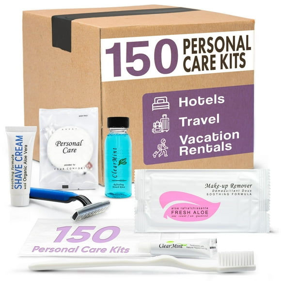 Artículos de tocador de viaje para el cuidado personal | Kit de amenidades para 1 tienda | Set de afeitado de viaje Cepillo de dientes y pasta Enjuague bucal Toallitas de maquillaje Hisopos Lima de uñ