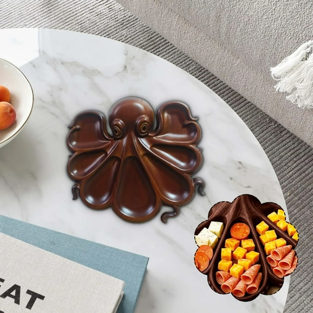 Plato de charcutería de madera para amantes de los mariscos | Bandeja de servir en forma de pulpo | Tabla de quesos de madera personalizada | Set de regalo decorativo para entretenimiento