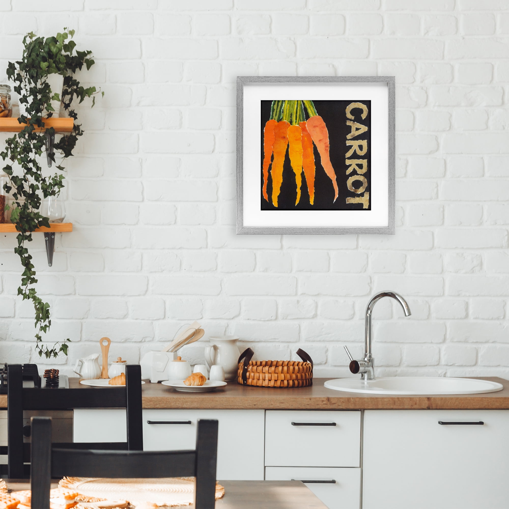 Stupell Industries Carrot Root Vegetable Gray Framed Print Under Glass, design by Nancy Overton