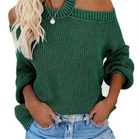 

Women s Off Shoulder Shirt Cross Back Long Sleeves Sweater Loose Fit Knitting S-3XL Women s Off Shoulder Shirt Solid Color Loose Cross Back Long Sleeves Sweater Loose Fit Knitting Tops XL Green