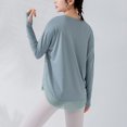 thumbnail image 5 of tarylea Yoga Tops for Women Crew Neck Long Sleeve Shirts Solid Color Loose Athletic Sports Running Coverup, 5 of 7