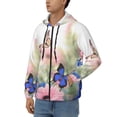 thumbnail image 3 of Kdxio Butterfly And Flowers Print Men Hoodies Casual Hoodies for Men with Zip Pockets Full Zip Long Sleeve Sweatshirt Sports Hooded Jacket-X-Large, 3 of 5