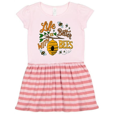 

Inktastic Life is Better with Bees with Beehive Illustration Gift Toddler Girl Dress