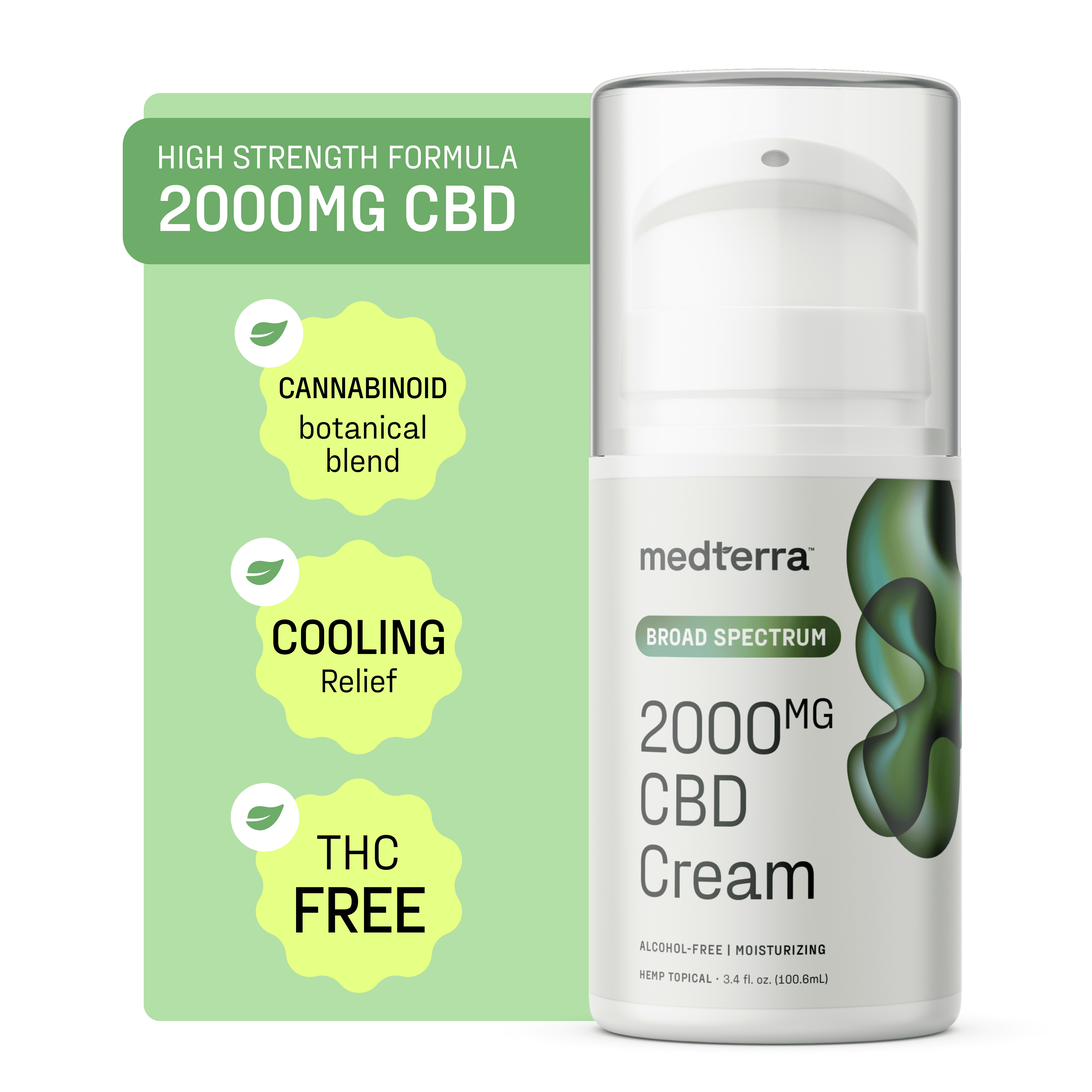 Medterra CBD Broad Spectrum 2000mg CBD Cream, 3.4 fl oz - Walmart.com