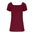 thumbnail image 6 of Timegard Womens Tops Summer Casual Drop Shoulder Ruched Short Sleeve Slim Comfy Solid Color Tops Tee, 6 of 8