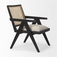 thumbnail image 4 of Pemberly Row Black Wood Cane-Back with Beige Upholstered Seat Accent Chair, 4 of 11
