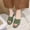 Green, variant on WIZUTIZ Bedroom Slippers Women Breathable Casual Retro Womens Slip on Sandals Summer Shower Shoes Slide Sandals Beach Slide Sandals Outdoor Flat Heel Breathable Non-Slip Slip on Sandals for Lady