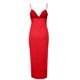 thumbnail image 4 of Puntoco Vestidos Mujer Verano Moda Mujer Color Sólido Abertura Lateral Tejido Elástico V-Cuello Tirante Vestido, 4 of 6