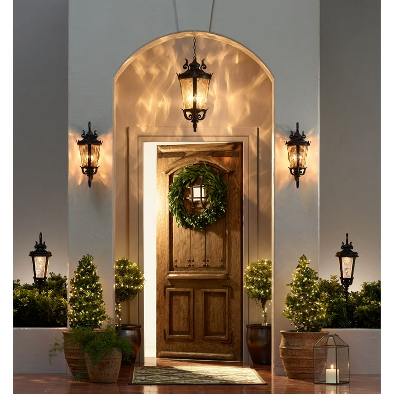 John timberland casa marseille outdoor wall light 2024 fixture bronze scroll hammered glass patio porch