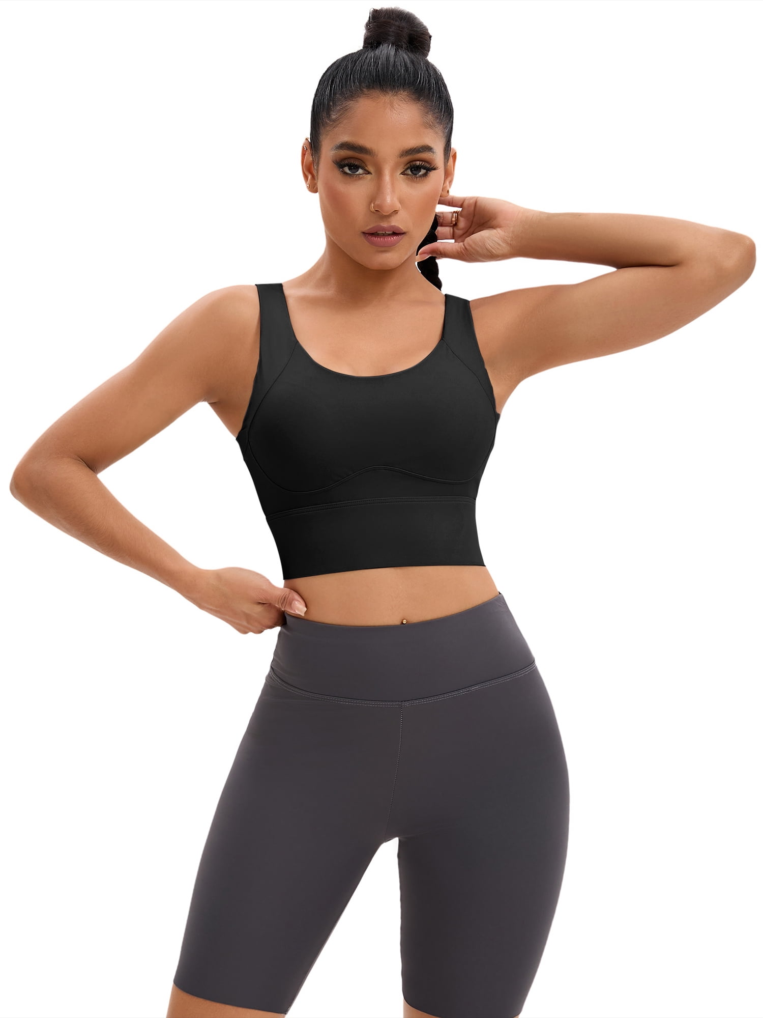 DARING DIVA Full Coverage V-Back Workout Bras Comfort Sports Bras XL Black
