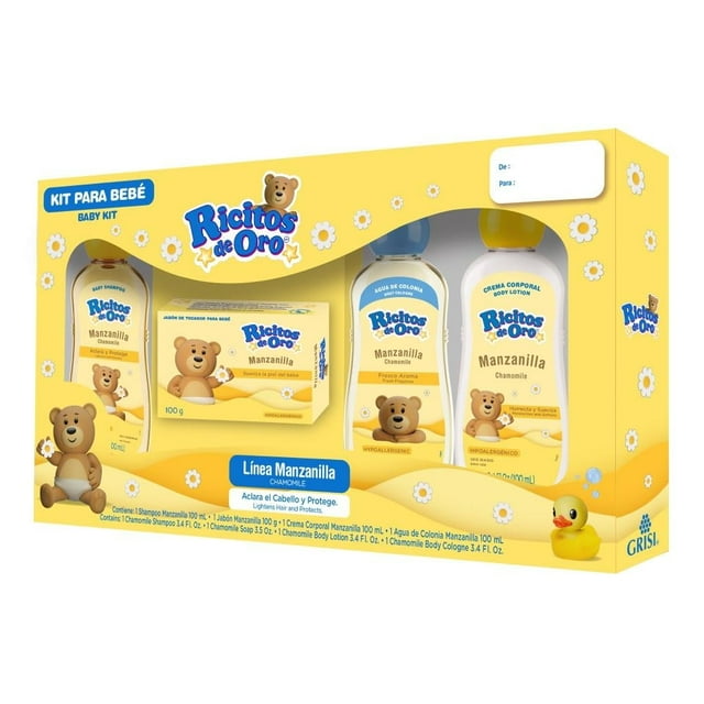 Kit para bebé Ricitos de Oro línea manzanilla 4 pzas