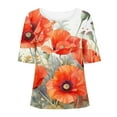 thumbnail image 4 of HaoXianJian Womens Shirt Short Sleeve Crew Neck Shirts Floral Print Top for Women 2025 Loose Fits T Shirt Summer Tee Shirts Going Out Top 3X 4X, 4 of 4