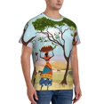 thumbnail image 4 of Yiaed African Women Print Mens Short Sleeve Tight Fit T-Shirt, Crewneck Casual Tee-X-Large, 4 of 5
