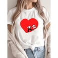 thumbnail image 1 of Valentine's Day Love Heart Couple Print T-Shirt - Casual Crew Neck, Short Sleeve Top for Women, Soft Tee For Adult, Men, Women, Teen, Teenager, Adolescent, Youth, 1 of 4