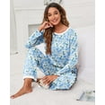 thumbnail image 5 of Women's Long Sleeve Sleepwear Soft Crew Neck Pyjama Set,Jasmine Blue, 5 of 5