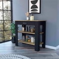 thumbnail image 2 of FM FURNITURE Brooklyn 2-Shelf Modern Engineered Wood Kitchen Island in Black/Oak, 2 of 7
