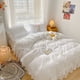 thumbnail image 2 of Falda de cama con volantes de encaje hecha a mano, pequeña y sencilla, juego de cama de cuatro piezas, 2 of 6