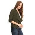 thumbnail image 4 of Women's Fitted Waist Length Jacket Open Front Draped Neck Ruched Sleeves, 4 of 6