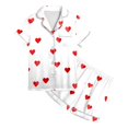 thumbnail image 4 of MEZZALL Women Pajama Sets Heart Printed Home Wear Loose Comfortable Casual Short Sleeve Lapel Button Shirts Tops With Shorts 2 Piece Soft Sleepwear, 4 of 4