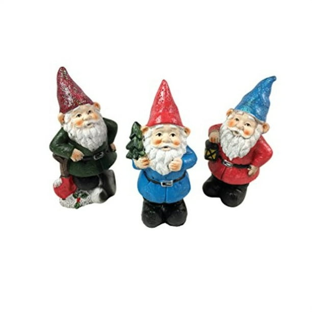 christmas garden gnome statues 3 pack