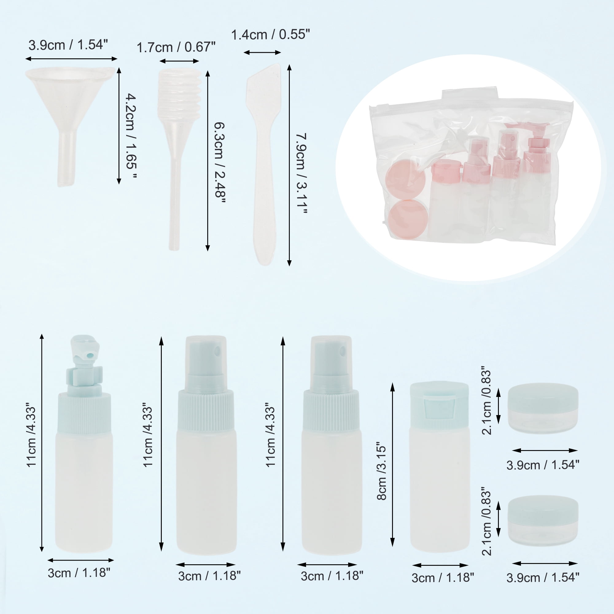 Unique Bargains PE Travel Containers Set 9Pcs Pink