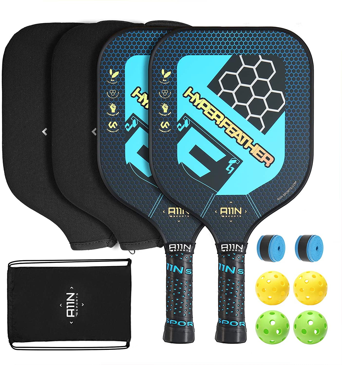 A11N HyperFeather Pickleball Paddles Set of 2 USAPA Approved 8OZ