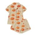 thumbnail image 5 of Halloween Pajamas Women Casual Short Sleeve Shirt Shorts Summer Fall Relaxed 2 Piece Pajama Sets for Women 2 Piece Beige L, 5 of 5