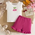 thumbnail image 4 of Ulanda Kid Girl Clothes Shorts Set 2 Piece Outfits Summer Casual Short Sleeve Top and Shorts Set for Girls 4-7 (Hot Pink, 18-24 Months), 4 of 5