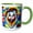 Green/White, variant on 3drose, Laughing Fantasy Clown. Colorful Bubbles in the Air Around Him, 15oz Two-tone Red Mug
