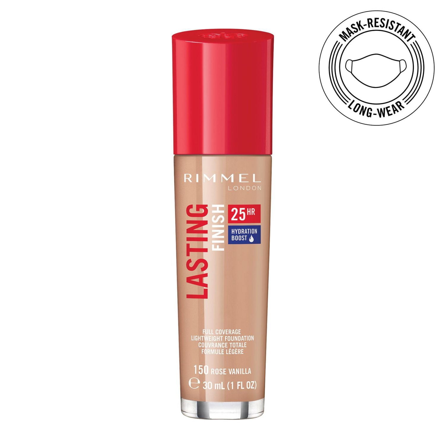 Rimmel Lasting Finish 25HR Foundation, With Vitamin E, comfort serum for instant hydration, Sweat-proof and transfer-proof, 100% Cruelty-Free, Long lasting coverage