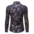 thumbnail image 2 of Camisas Para Hombre Slim Fit Camisa bronceadora para hombre Camisa con solapa de manga larga estampada informal (Blue, M), 2 of 4