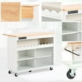 thumbnail image 4 of Kitchen Island with Storage, Kitchen Cart on Wheels with Drop Leaf, LED Light & Tempered Glass Door, Rolling Island Table for Kitchen, 4 of 9
