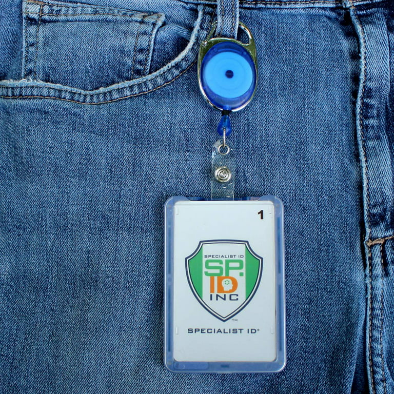 Vertical Hard Plastic ID Badge Holder – Retractable Reels