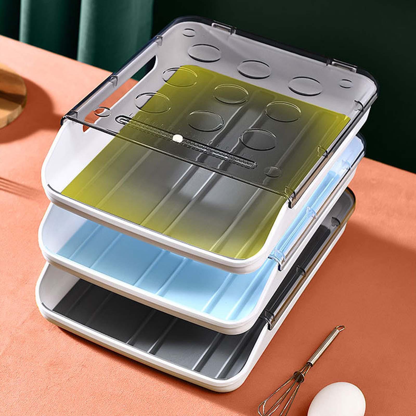Egg Holder for Refrigerator Automatic Rolling Storage Container Transparent Lid