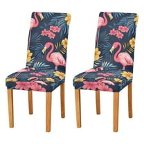 Yayeee 2 Pack Dining Chair Covers Stretch Parson Chairs Slipcovers Seat Protector, Red Floral Flamingo