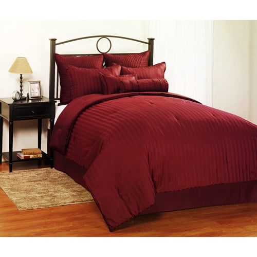 Dobby Stripe 8-pc Comforter Set Burgundy Full Queen 
