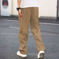 thumbnail image 2 of WTOBBY Men's Casual Elastic Waistband Drawstring Breathable Solid Color Pants for Everyday Wear, Comfortable Lightweight Trousers with Adjustable Fit and Modern Stretch Fabric ,Khaki S, 2 of 2