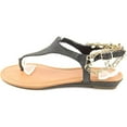 thumbnail image 2 of Womens TS35 Lara Chain T-Strap Low Wedge Sandals, Black, 2 of 5