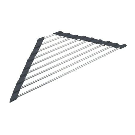 

Ksruee Triangle Dish Drying Rack | Anti-Rust Corner Dish Drying Rack | Roll Up Dish Drainer Stainless Steel Caddy Sponge Holder Over The Sink Corner Dish Drainer Mat for Kitchen