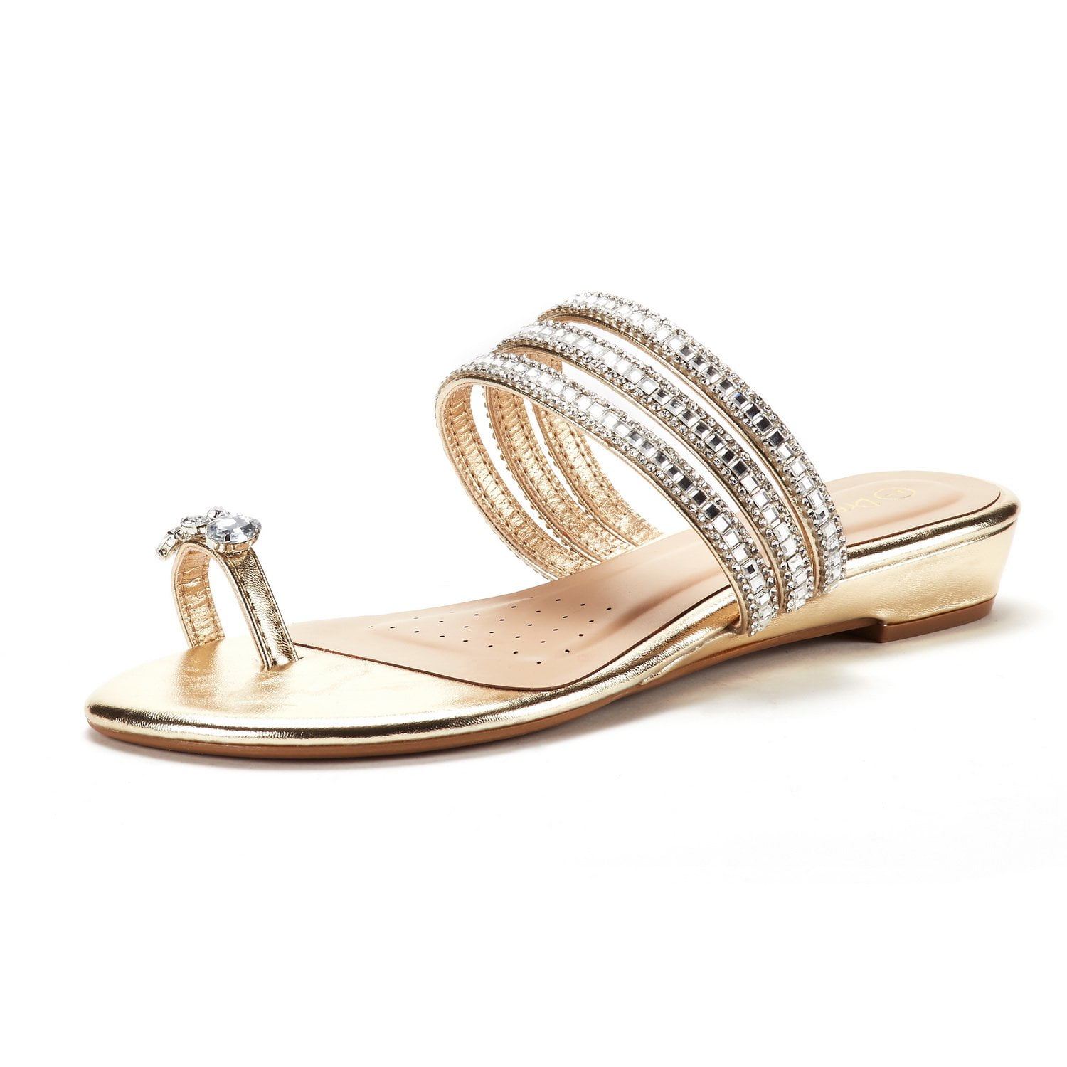 DREAM PAIRS Women's Fashion Rhinestones Design Slides Sandals 