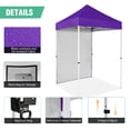 thumbnail image 3 of INTER HUT 5x5 Outdoor Pop up Canopy Gazebo with One Removable Sidewall, Instant Easy Set up Outdoor Canopy Commercial Sun Shelter with Carry Bag, Purple, 3 of 10