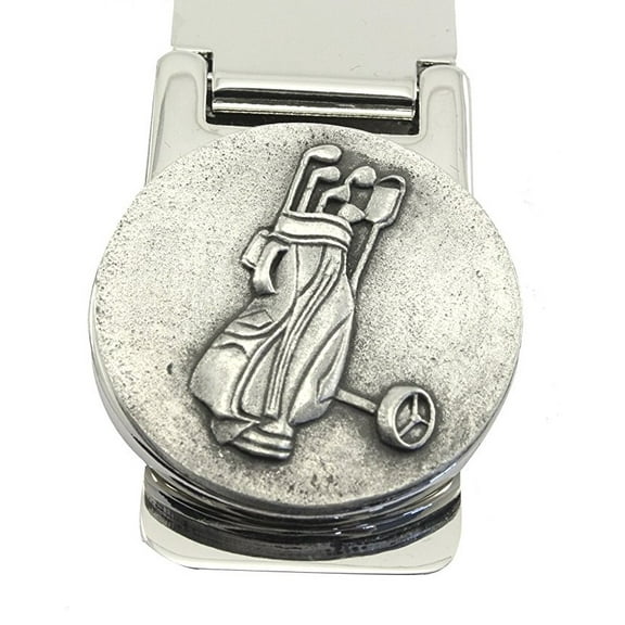 Money Clip Organizer with Golf Bag Made of Mullingar Pewter and Stainless Steel