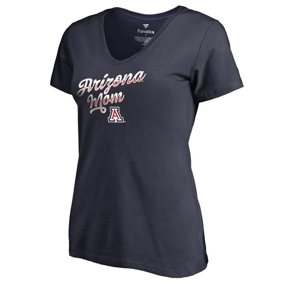 Women's Navy Arizona Wildcats Team Mom V-Neck T-Shirt