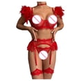thumbnail image 4 of Lirclo Womens Lingeries Garter Set Lace Lingerie Sets Sexy Corset Tops Red L, 4 of 8