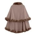 thumbnail image 3 of DAFPZW Medieval Women's Poncho Cloak Renaissance Double-Layered Faux Fur Cape Coat with Faux Rabbit Fur Collar, 3 of 5