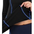 thumbnail image 3 of Women's Long Sleeve Thermal Workout Tops Zip Athletic Sweatshirt 1/4 Pullover Collar Sports Shirts, 3 of 6